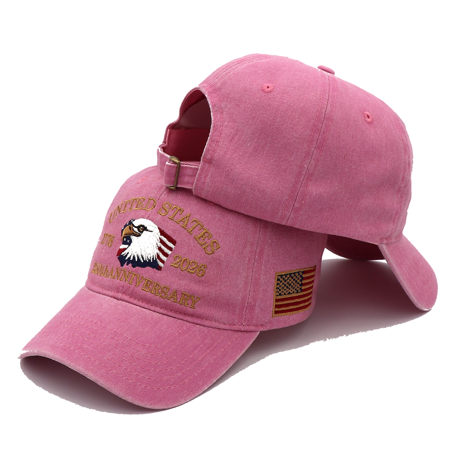 America 250th Anniversary Hat 1776–2026 – Pink Eagle & Flag Adjustable Patriotic Baseball Cap