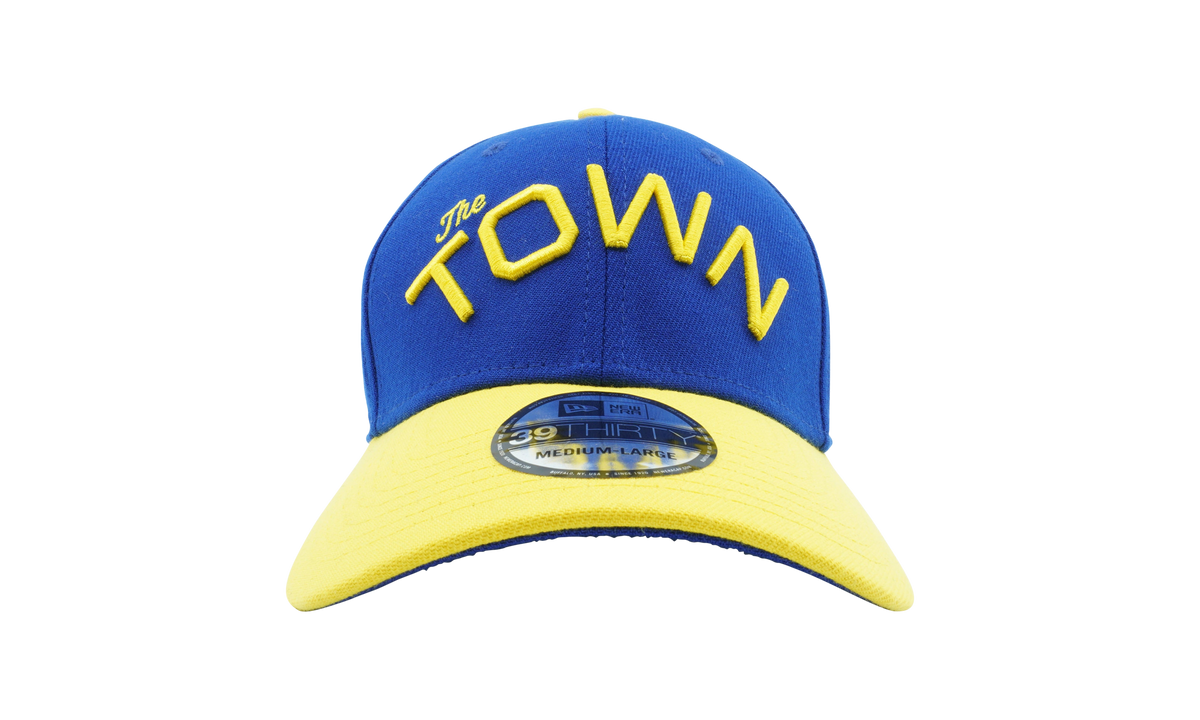 39THIRTY Golden State Warriors 'The Town' Fitted Hat "Yellow and Blue / Blue - Under Brim" NE994