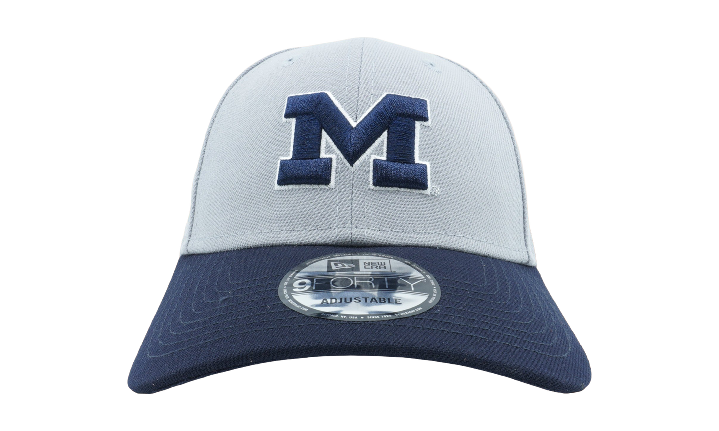 9FORTY Michigan Wolverines The League Hook & Loop Velcro Hat "Grey / Navy - Brim" NE818