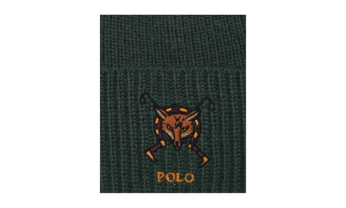 Embroidered Fox Rib-Knit Beanie "College Green" PC0918 354