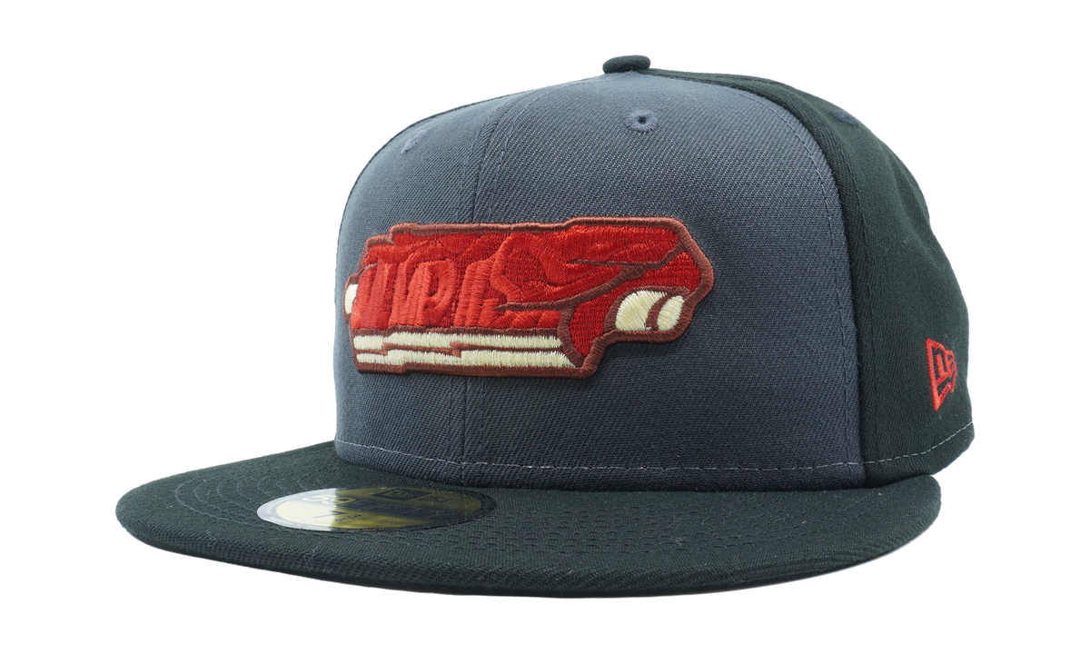 59FIFTY Memphis Redbirds Theme Night 'Ribs Wet Rub' Fitted Hat "Graphite / Dark Green - Brim" NE778