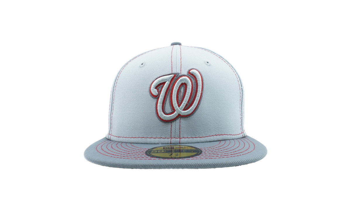 59FIFTY Washington Nationals Gray Pop Fitted Hat "Gray / Red - Stitch" NE883