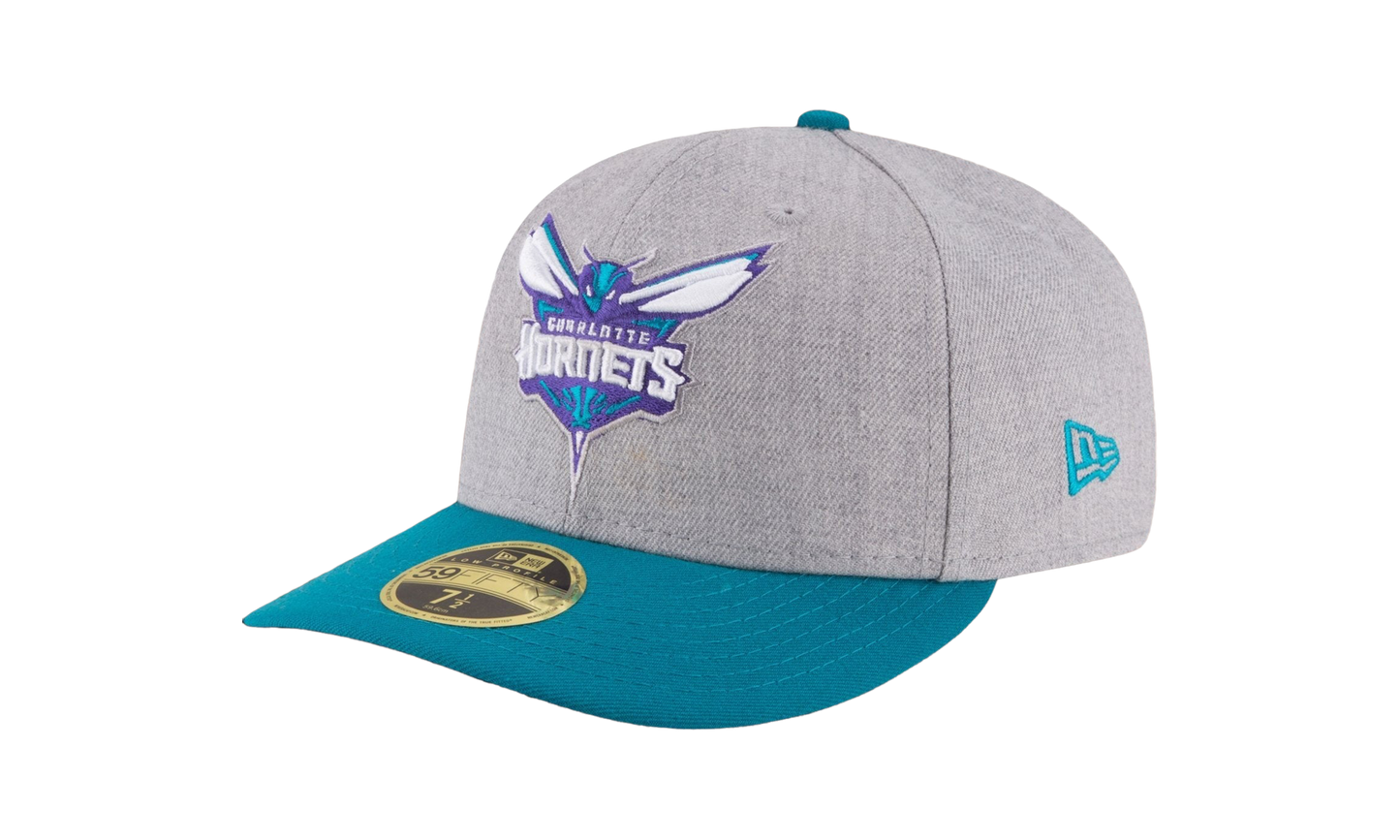59FIFTY Charlotte Hornets Low Profile Authentic Fitted Hat "Heather Grey / Turquoise - Brim" NE945