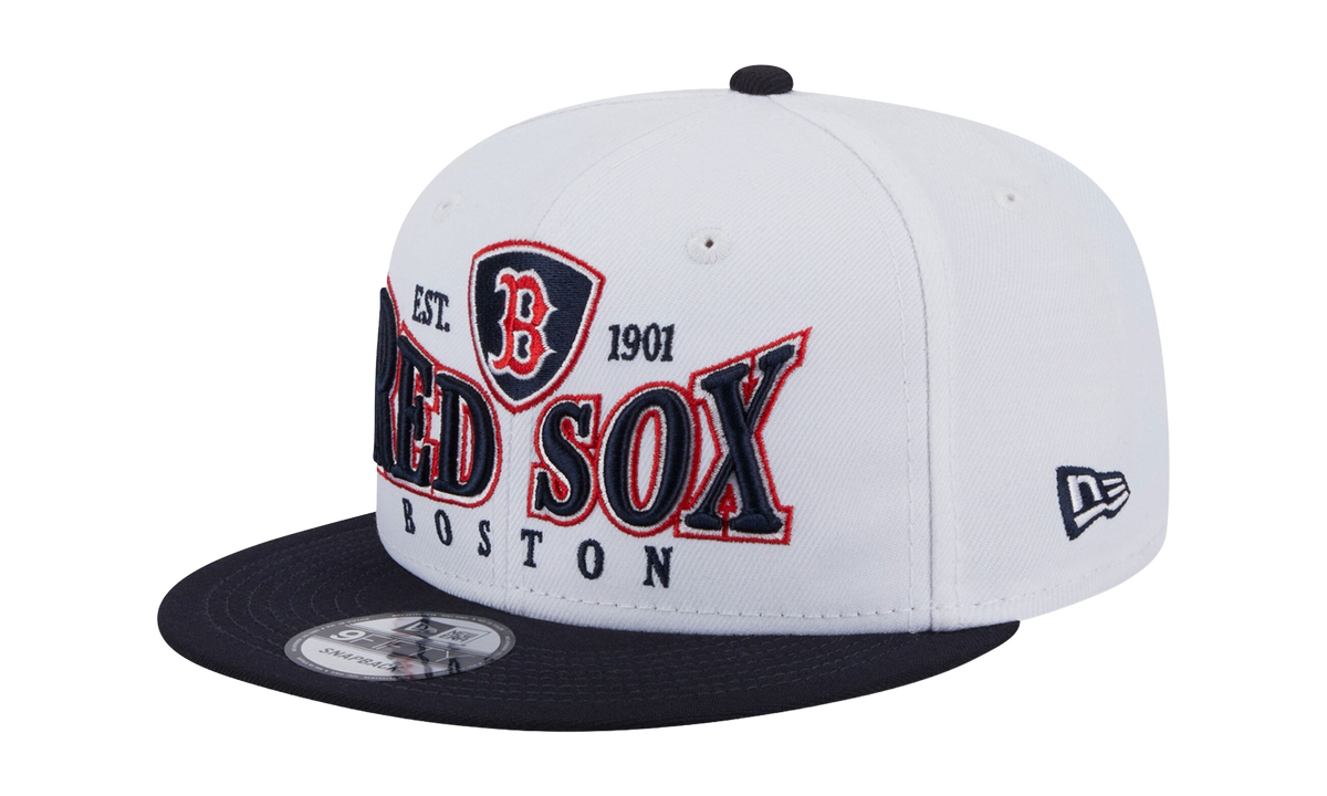 9FIFTY Boston Red Sox Crest Stack Snapback Hat "White / Navy - Brim" NE877
