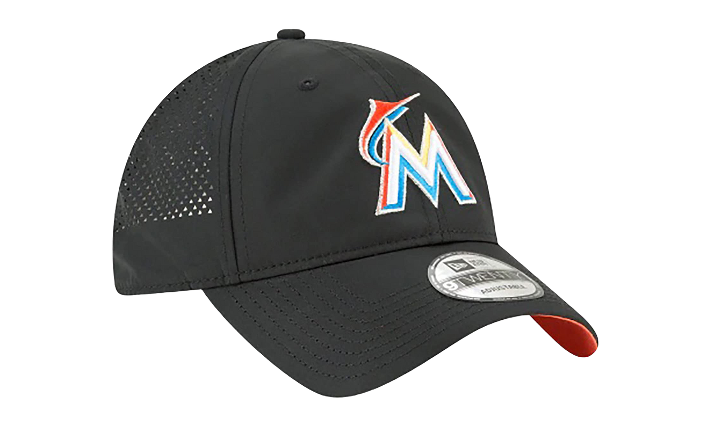 9TWENTY Miami Marlins Perf Piv Hook & Loop Strapback Hat "Black" NE559