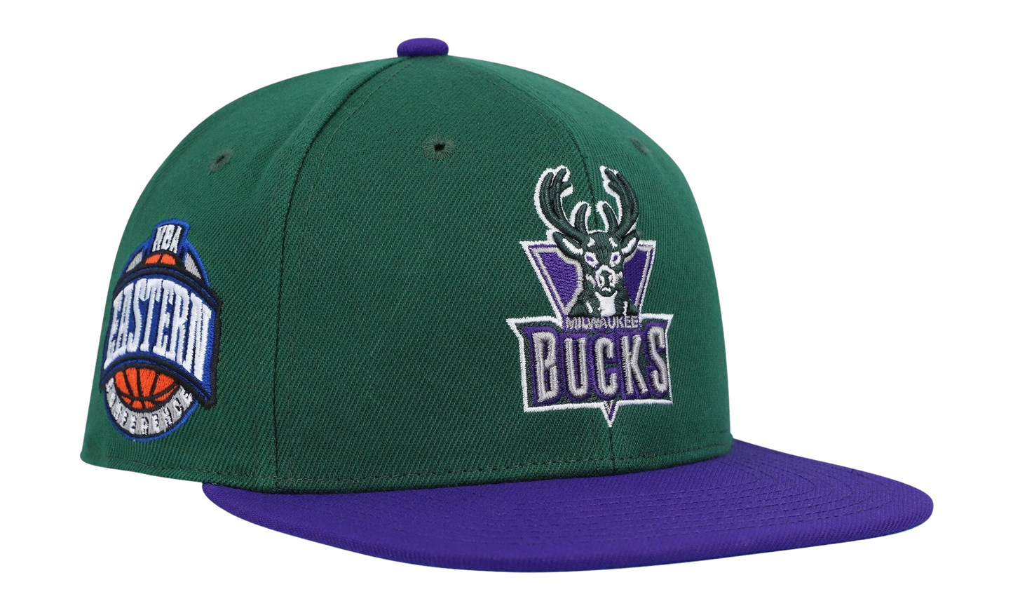 NBA Coast 2 Coast Fitted Cap "Milwaukee Bucks - Green / Purple" 6HSFSH22051 MBUGREN