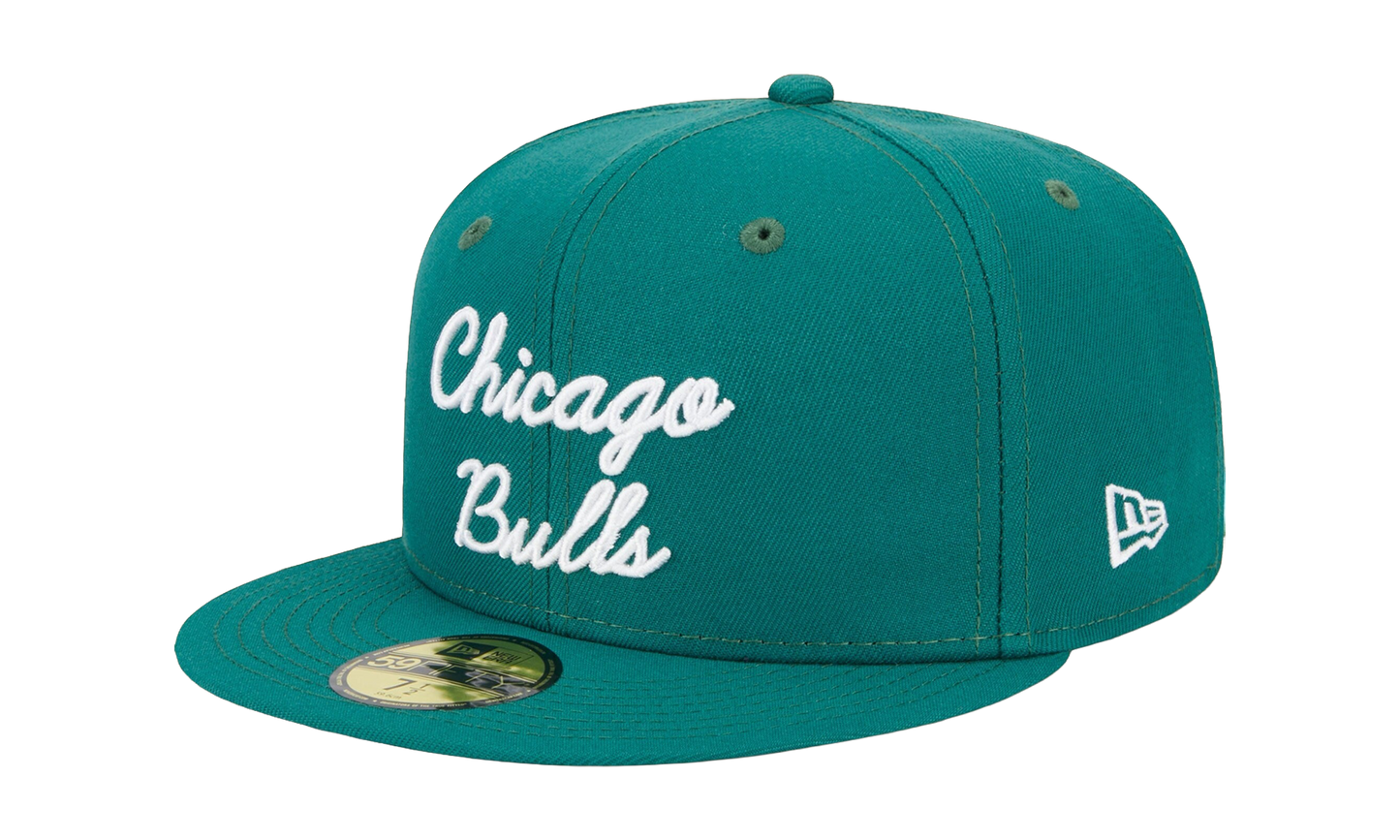 59FIFTY Chicago Bulls Script Fitted Hat "Kelly Green / Green - Under Brim" NE875