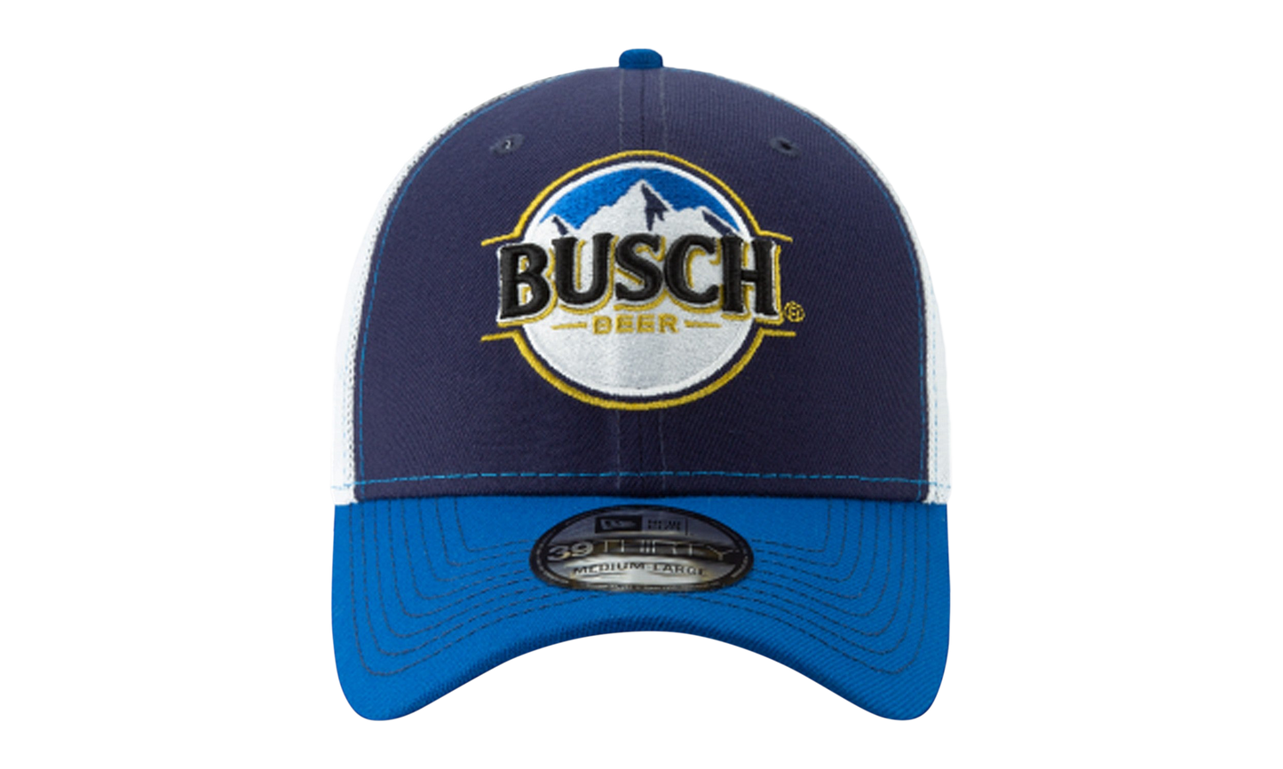 39THIRTY Busch Beer NASCAR Kevin Harvick Flex Fit Hat "Navy and White / Blue - Visor" NE709