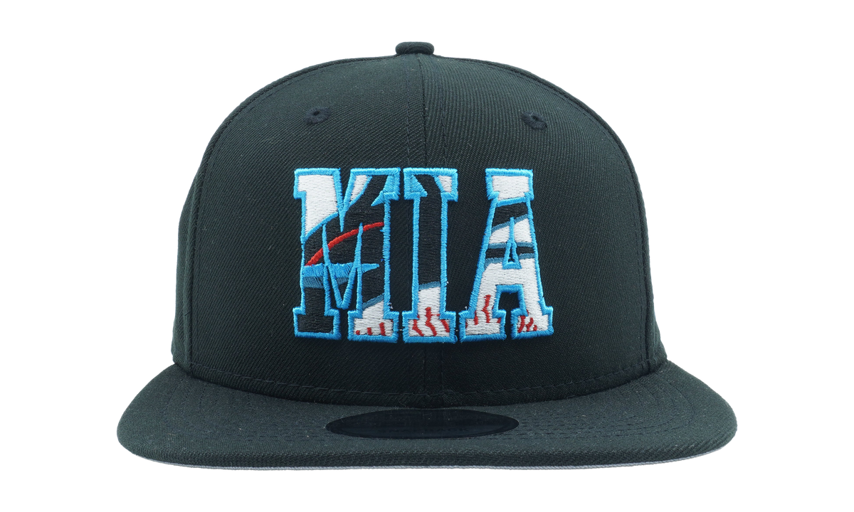 9FIFTY Miami Marlins Snapback Hat "Black / Grey - Under Brim" NE823