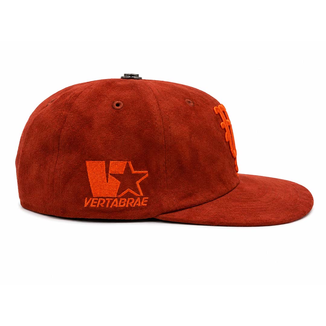 Vertabrae Rust Suede Snapback Hat Red Orange