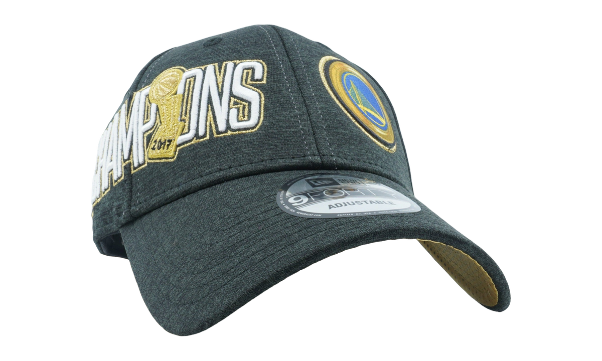 9FORTY Golden State Warriors 2017 Champions Snapback Hat "Heather Grey / Yellow and Black Pixels - Under Brim" NE1158