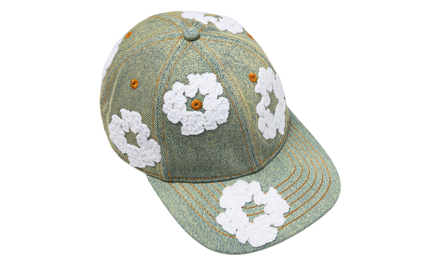 Cotton Wreath Raw Denim Cap "Dirty Wash" DT872