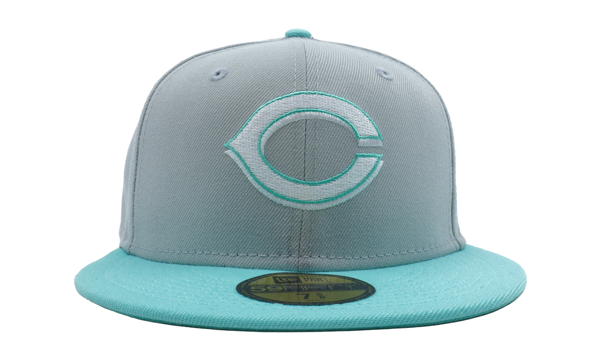 59FIFTY Cincinnati Reds Spring BP Fitted Hat "Grey / Teal - Visor" NE793