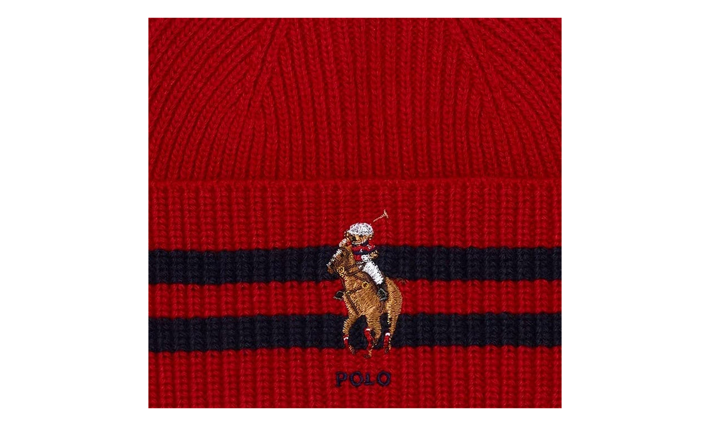 STRIPE CUFF BEAR BEANIE "Red" PC0818 620