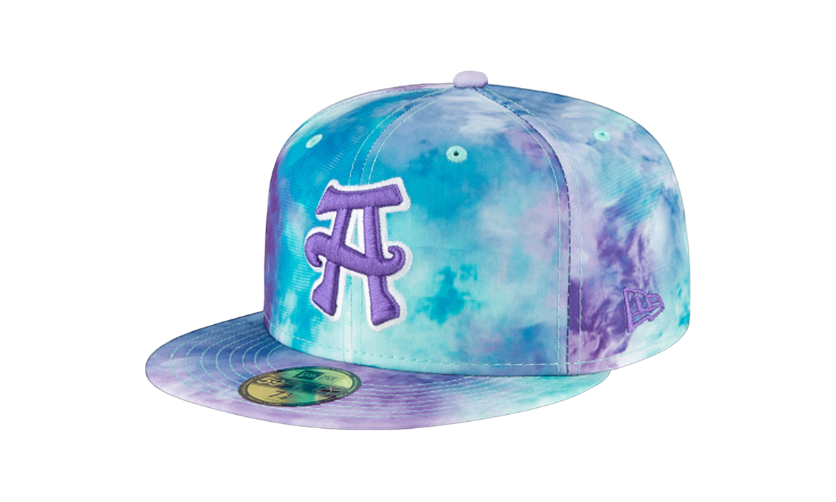 59FIFTY Asheville Theme Night 'Tourists Hippies' Fitted Hat "Blue and Purple Tie Dye Design" NE765