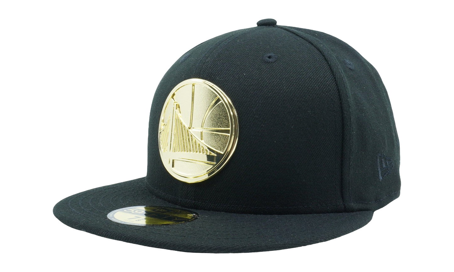 59FIFTY Golden State Warriors Golden Finish Logo Fitted Hat "Black / Gold - Logo" NE1148