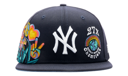 59FIFTY MLB New York Yankees Groovy Fitted Hat "Navy (Wool) / Sky Blue - Under Brim" NE1252